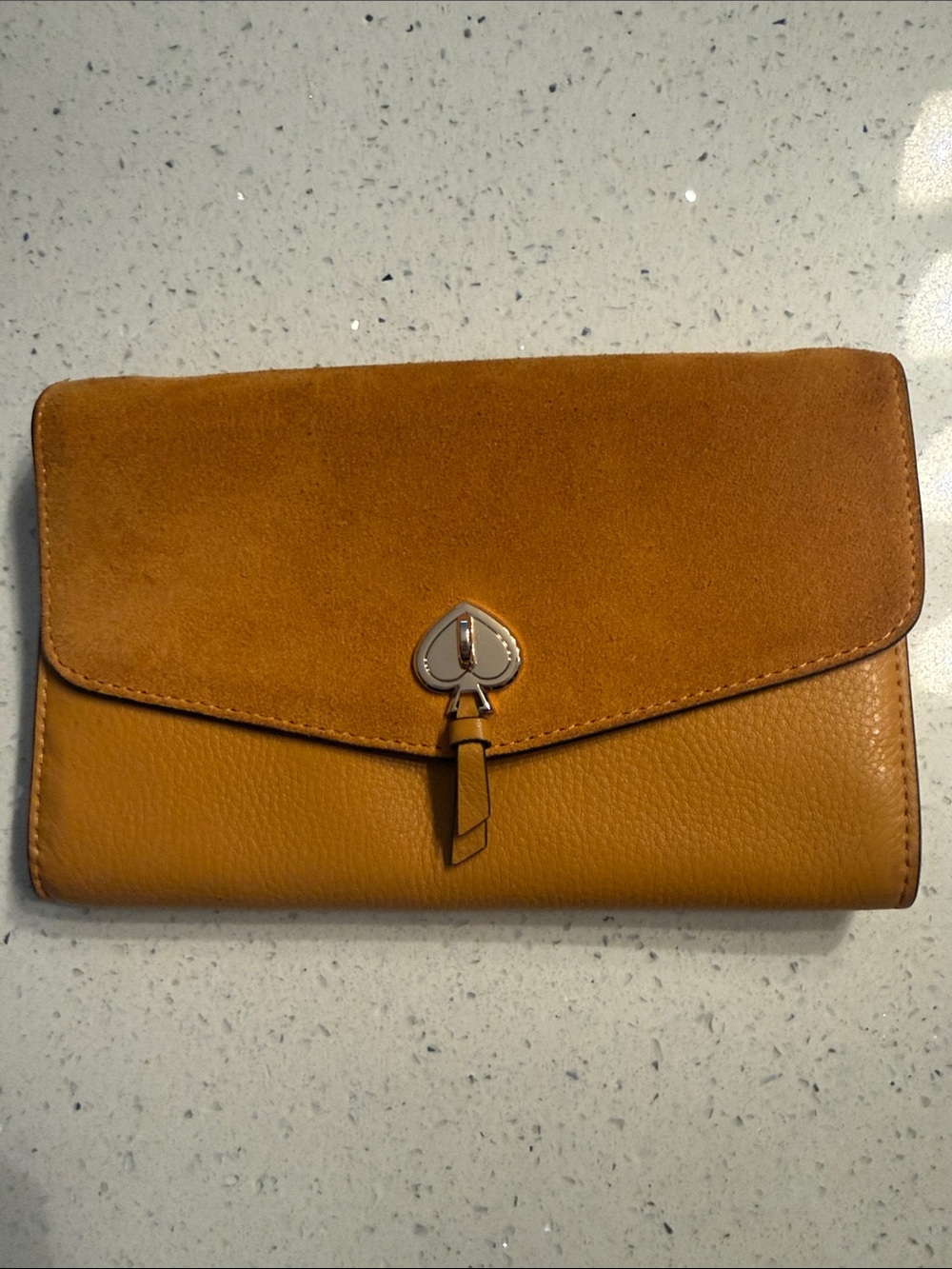 kate spade Mustard Suede and Leather Envelope Clutch